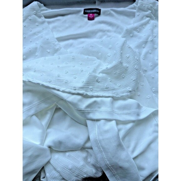 Vince Camuto Women's Blouse Plus Size Clip Dot V-Neck Top Soft Off White size 2X - Picture 7 of 7